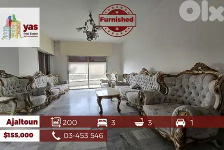 Ajaltoun 200m2 | Fully Furnished | Luxury Flat | Partial Sea View|DA
