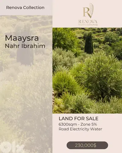 Land for sale in Maaysra Nahr Ibrahim