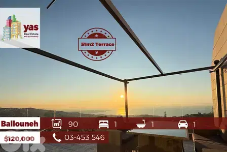 Ballouneh 90m2 | Terrace | Prime Location | Open View |GT |