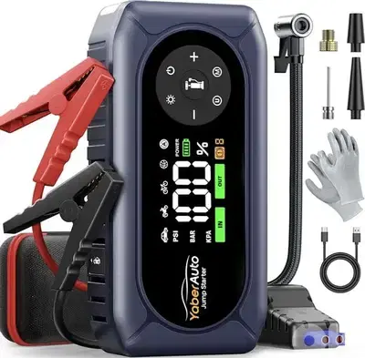 YABER Battery 9-in-1 4500A 150PSi Booster+Jump Starter+ Air Compressor