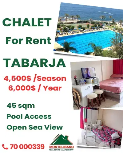 45 sqm Chalet For Rent in Tabarja طبرجا with Pool Access