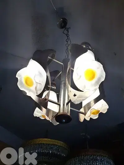 midcentury italian chrome chandelier