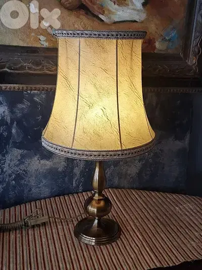 english leather and brass lamp