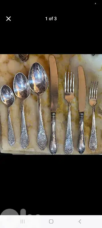 طقم سفرة ملاعق شوك سكاكين سرفيس كامل روسي اصلي قديم set silverware