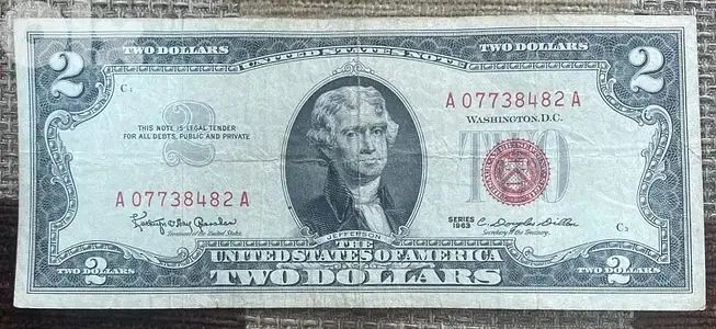 عملة قديمة ٢$ رد سيل سنة ١٩٦٣ 2$ red seal 1963 banknotes