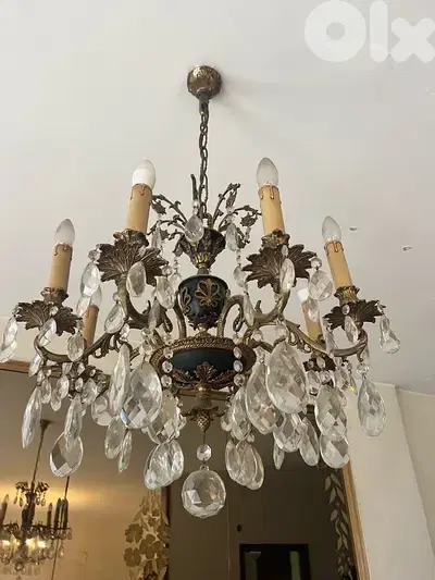frensh lustre bronze ثرية برونز فرنسية كريستال تشيكي من اجمل القطع ر