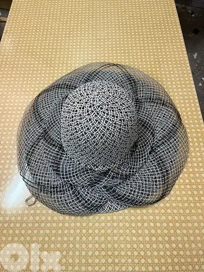 black and grey fascinator-style dress hat black and grey fascinator-style dress hat