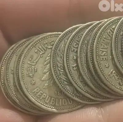 Silver 0.600 Lebanese coins 50 Qirshā / Piastres