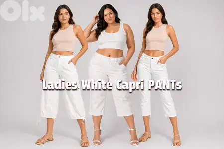 Ladies' WHITE Capri PANTs from European Brands