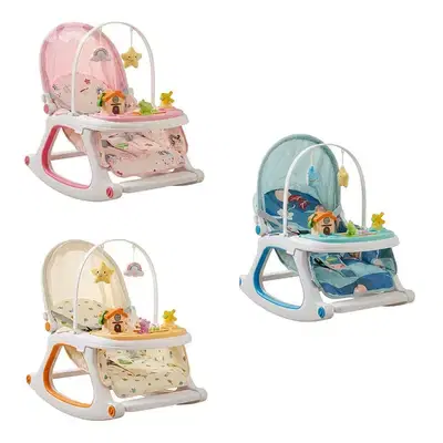 3-in-1 Baby Rocker & Feeding Chair With Wheels-كرسي هزاز وطعام للأطفال