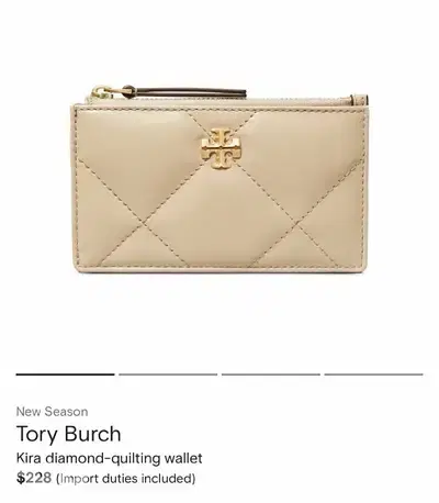 New Season Tory Burch Kira diamond-quilting wallet