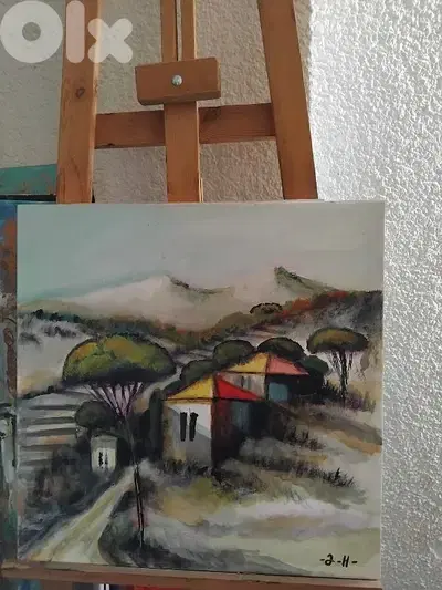رسم زيتي على القماش يدويه