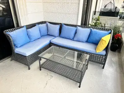 Outdoor super Resin 8 seats with Table رازين للجنينة جديد garden seats