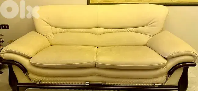 طقم كنبايات جلد بيج - Sofa set leather beige