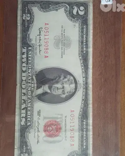 rare 2 dollar bill mark red section A 1963