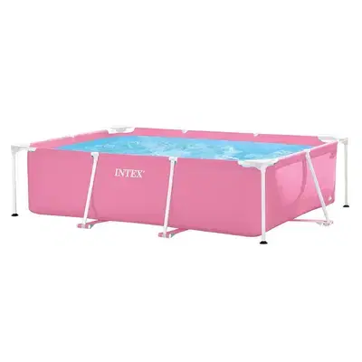 Intex Pink Rectangular Frame Above Ground Pool 220x150x60 CM-حوض سباحة