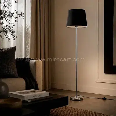 158cm Tall Floor Lamp — Brushed Chrome & Black
