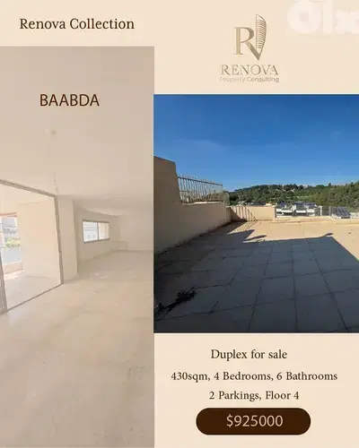 Duplex for sale in Baabda