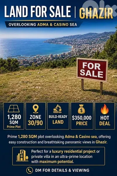 273$/SQM LAND IN GHAZIR FOR SALE