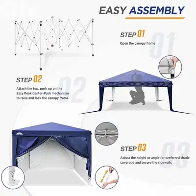 EAGLE PEAK 3m X 3m Pop Up Gazebo Tent With 4 Side Walls