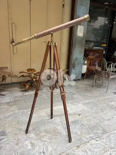 Nautical Antique Telescope with Adjustable Wooden Tripod Stand