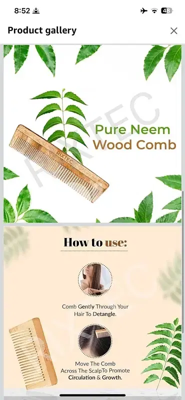 neem wood hair comb