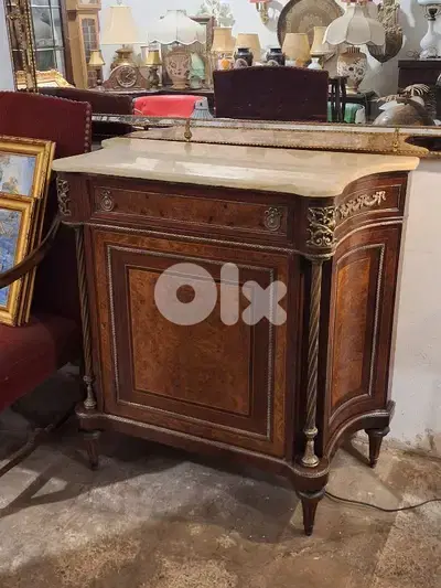 antique marble top bahu sideboard