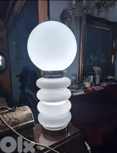 glass opaline table lamp designer Carlo Nason original 70s