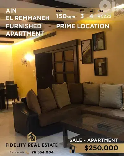Apartment for sale in Ain El Remmaneh RC222 شقة للبيع في عين الرمانة