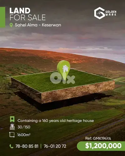 GMK194YA Land For Sale in Sahel Alma Containing a 160 years old House