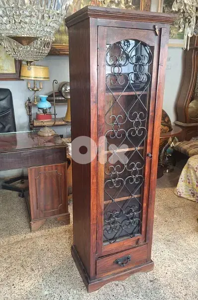 antique solid wood showcase vetrine