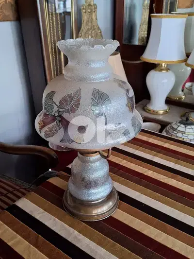 antique mushroom shaped glass lamp