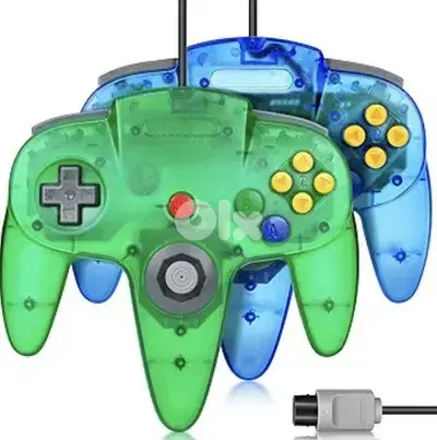 N64 controller 2 packs, Wired 64-bit Joystic (Clear Blue & Green)