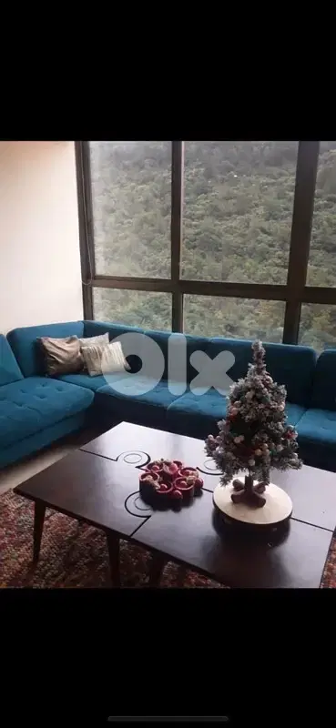 dark green sofa