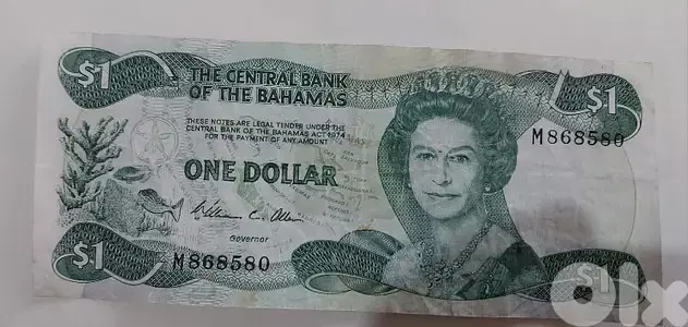 Bahamas Banknote Memorial Queen Elizabeth II year 1974