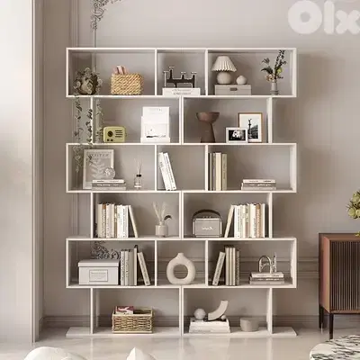 Geometric Bookshelf, 6-Tier S-Shaped Bookcase