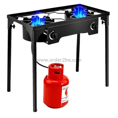 Outdoor Propane Stove — Dual Burner, Cast Iron
