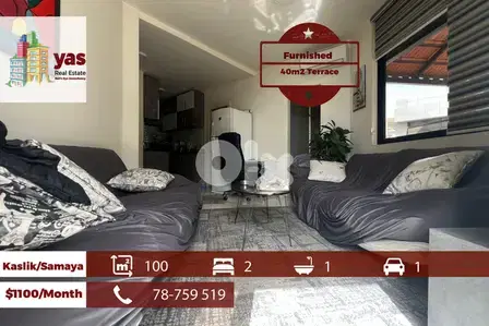 Kaslik/Samaya 100m2 | 40m2 Terrace | Furnished | Rent | Catch | EH/RH