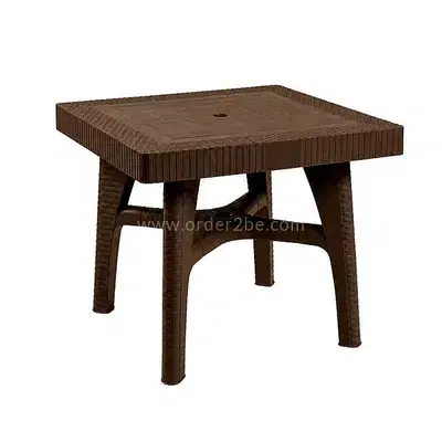 Square Rattan-Style Patio Table with Umbrella Hole