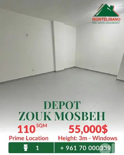 Prime Location 110 sqm Depot For Sale in Zouk Mosbeh ذوق مصبح