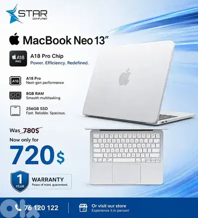 Apple MacBook Neo 13″ A18 Pro - 8GB RAM, 256GB SSD - Silver