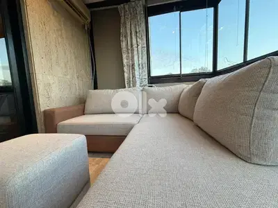 Modern L-Shaped Beige & Camel Sofa