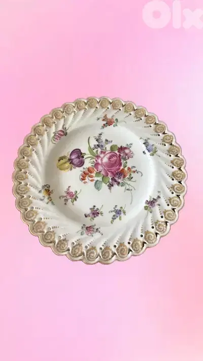 Service de 6 assiettes en porcelaine allemande de Saxe
