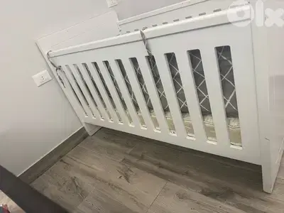Baby wooden crib and cabinet