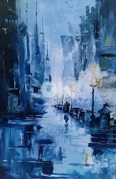oil painting  "winter street "