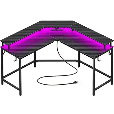l shaped desk with power supple , 2 USB PORT , 4 AC POWER