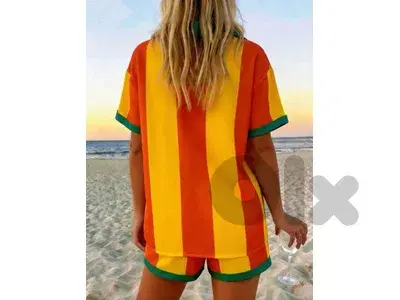 New Woman Colorful Print Sleeve Top & Short Summer Set
