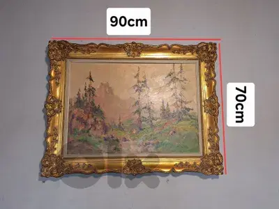 antique european oil painting on canvas