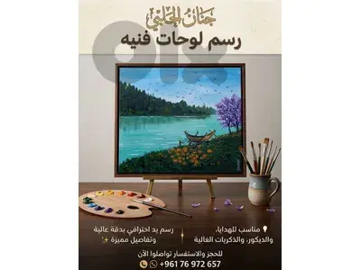 رسم زيتي على القماش يدويه