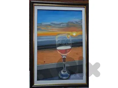 sunset dry pastel painting لوحة رسم يد بالباستال